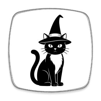 Chat des sorcières - Magnet carré - blanc - Devant