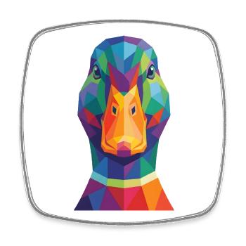Art pop artistique géométrique coloré en tête de canard - Magnet carré - blanc - Devant