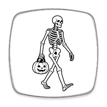 Skelett-Halloween - Viereckiger Kühlschrankmagnet - Weiß - Vorne
