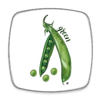 Grüne Erbsenschote und Erbsen Abbildung - Viereckiger Kühlschrankmagnet - Weiß - Vorne