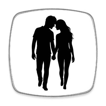 Couple Silhouette Amour Romance Petit ami de la Saint-Valentin - Magnet carré - blanc - Devant