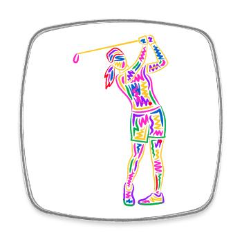 Golf Golfer bunt Frauen Kinder Mädchen Golfspieler - Viereckiger Kühlschrankmagnet - Weiß - Vorne