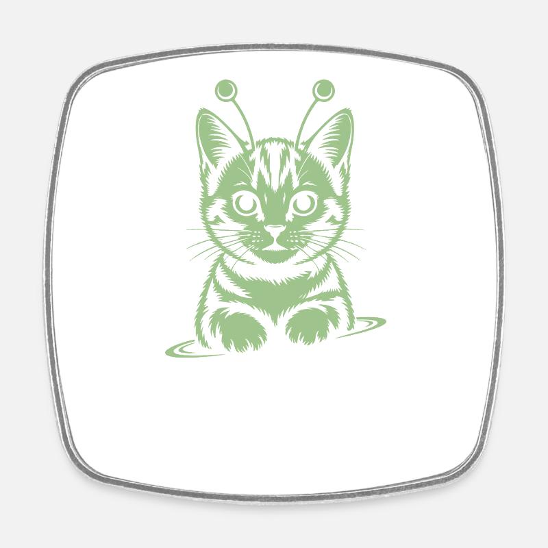 Chat Spatial Pattes Astrales - Magnet carré - blanc