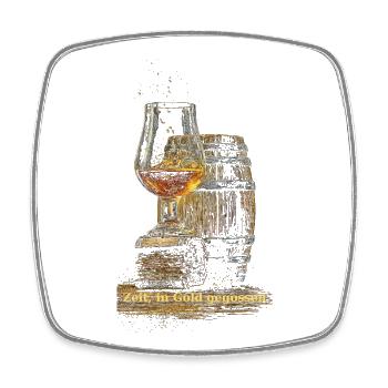 Whisky Kenner, Zeit in Gold gegossen, Vintage - Viereckiger Kühlschrankmagnet - Weiß - Vorne