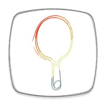 Retro Tischtennis Skizze - Viereckiger Kühlschrankmagnet - Weiß - Vorne