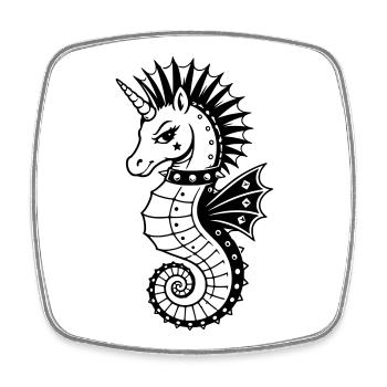 Punk Unicorn Seahorse Motif - Square fridge magnet - white - Front