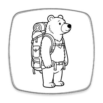 Hiking Bear - Square fridge magnet - white - Front