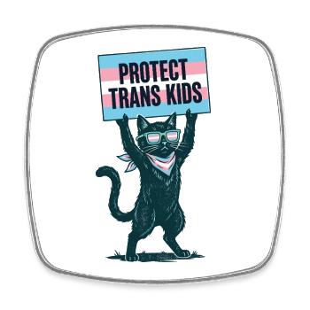 LGBTQ Pride Month - Protect Trans Kids - Square fridge magnet - white - Front