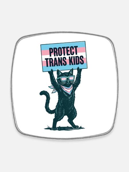 LGBTQ-Pride-Monat – Schütze trans Kinder - Viereckiger Kühlschrankmagnet - Weiß