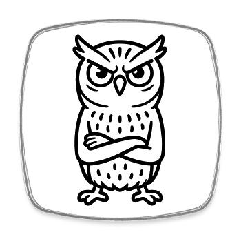 Angry Owl Comic - Viereckiger Kühlschrankmagnet - Weiß - Vorne