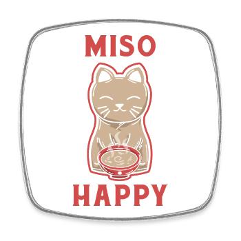 MISO Happy Japanese Cat - Square fridge magnet - white - Front