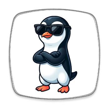 Cute Penguin Cartoon Sunglasses Summer Cool - Square fridge magnet - white - Front