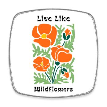 Live like wildflowers Poppies Pattern - Square fridge magnet - white - Front