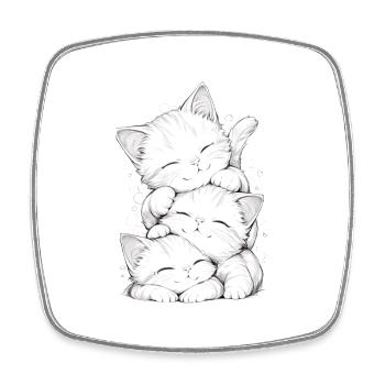 Sleeping kitten trio - Square fridge magnet - white - Front