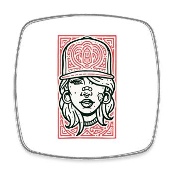 Hip Hop Face #2 - Magnet carré - blanc - Devant