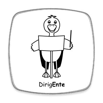 TIB_DirigEnte - Viereckiger Kühlschrankmagnet - Weiß - Vorne
