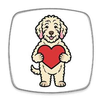 Doodle dog - Square fridge magnet - white - Front