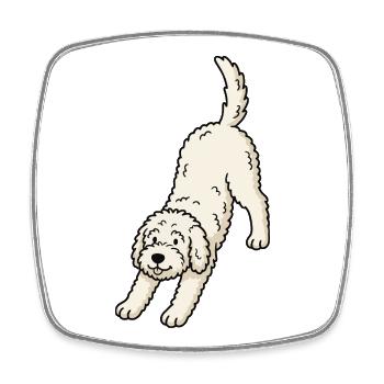 Doodle Dog Yoga Pose - Square fridge magnet - white - Front