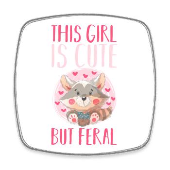 Cute But Feral Trash Panda Raccoon - Viereckiger Kühlschrankmagnet - Weiß - Vorne