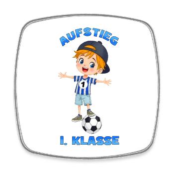 Aufstieg 1. Klasse Fußball Junge Einschulung 2026 - Viereckiger Kühlschrankmagnet - Weiß - Vorne