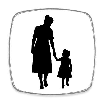 Family Silhouette Dear Children Parents Mom Dad - Square fridge magnet - white - Front