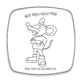 Streetwear Maus im Pose Wer mich nicht mag  - Viereckiger Kühlschrankmagnet - Weiß - Vorne