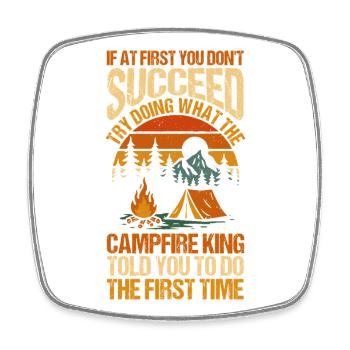 Camping Bonfire Camp Life Forest Camper - Square fridge magnet - white - Front