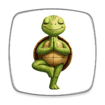 Tortue zen en équilibre - Magnet carré - blanc - Devant