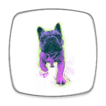 Neon Bulldog Splash - Viereckiger Kühlschrankmagnet - Weiß - Vorne