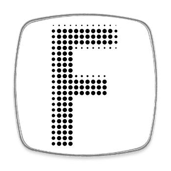 Buchstabe F – Punktmuster Initial Design - Viereckiger Kühlschrankmagnet - Weiß - Vorne