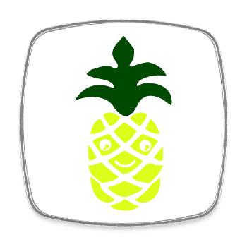 Neon Ananas Cartoonfreude - Viereckiger Kühlschrankmagnet - Weiß - Vorne