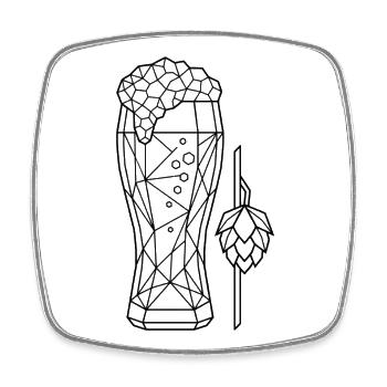 Geometrisches Bierglas mit Hopfen - Viereckiger Kühlschrankmagnet - Weiß - Vorne