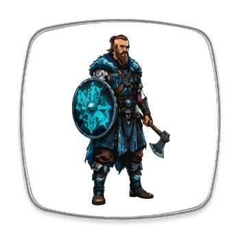 Guerrier runique en lumière bleue - Magnet carré - blanc - Devant