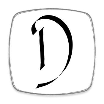 Buchstabe D - Viereckiger Kühlschrankmagnet - Weiß - Vorne