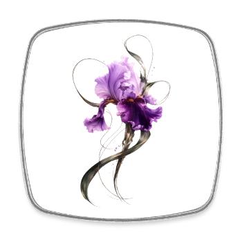 Purple Iris Blossom Elegant Floral Art - Square fridge magnet - white - Front