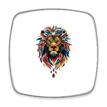 Colorful lion head - Square fridge magnet - white - Front