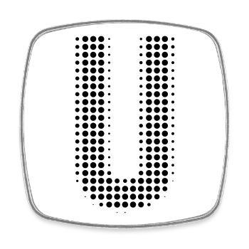 Buchstabe U – Punktmuster Initial Design - Viereckiger Kühlschrankmagnet - Weiß - Vorne