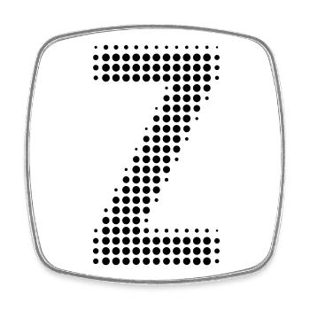 Buchstabe Z – Punktmuster Initial Design - Viereckiger Kühlschrankmagnet - Weiß - Vorne