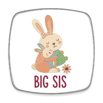 Gender Reveal Baby Shower Big Sis Big Sister - Square fridge magnet - white - Front