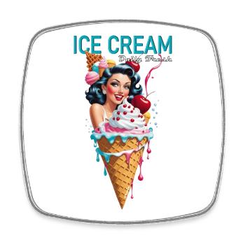 Retro Pinup Eiscreme Neonkunst - Viereckiger Kühlschrankmagnet - Weiß - Vorne