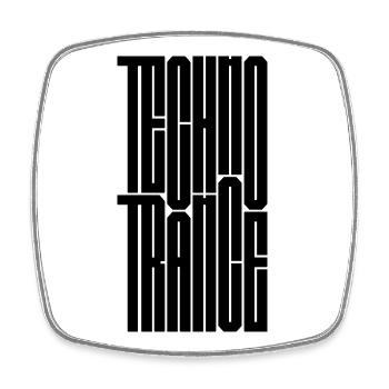 Techno Trance Typography - Square fridge magnet - white - Front