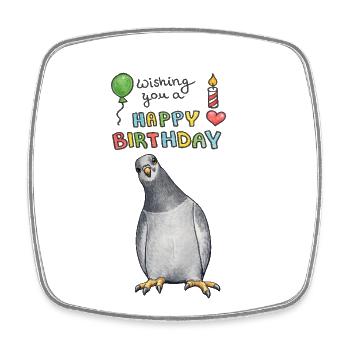 Bird Birthday – Colorful Greeting Card - Square fridge magnet - white - Front