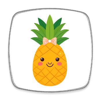 Süße Ananas mit Schleife - Viereckiger Kühlschrankmagnet - Weiß - Vorne