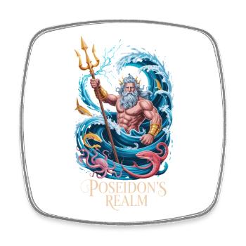 Poseidon's Realm Greek Sea God Poseidon - Square fridge magnet - white - Front