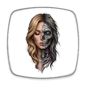 La vie et la mort en portrait - Magnet carré - blanc - Devant
