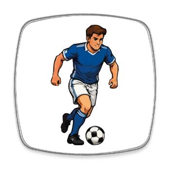 Joueur de football de dessin animé bleu en sprint - Magnet carré - blanc - Devant