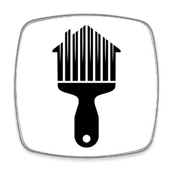 Motif du pinceau de la maison des peintres - Magnet carré - blanc - Devant