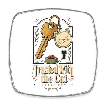Confié le chat, cadeau de la clé de rechange du gardienne du chat - Magnet carré - blanc - Devant