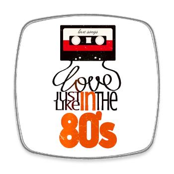 Retro-Romantik für 80er Fans - Viereckiger Kühlschrankmagnet - Weiß - Vorne