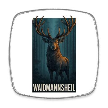 Waidmanns Heil: Hirsch im Wald - Viereckiger Kühlschrankmagnet - Weiß - Vorne